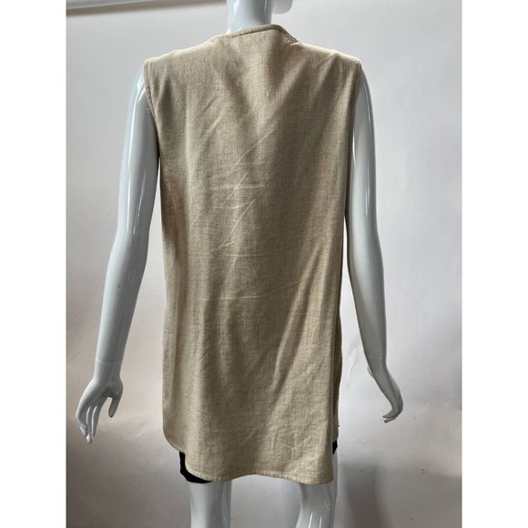 Vintage Megan Moore Womens Open Vest Beige Floral Crochet Embroidered USA 10 - Picture 2 of 12